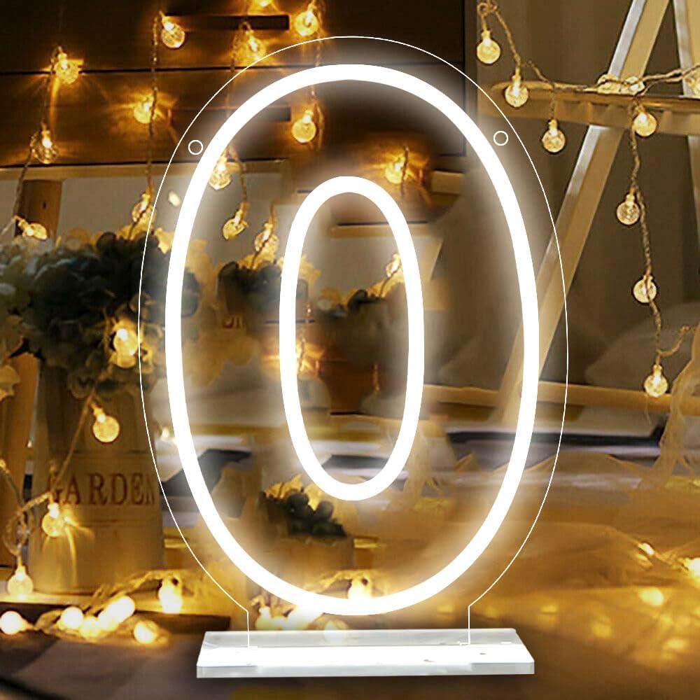 ATTNEON Number 0 Neon Sign,Led Light Up Zero