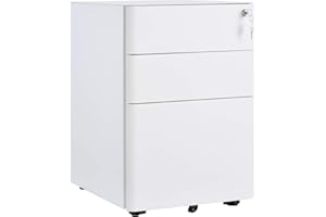 Vinsetto 3 Drawer Vertical File Cabinet, Lockable Steel Filing Cabinet with Hanging Bar for Letter A4 Legal Size Files, Print