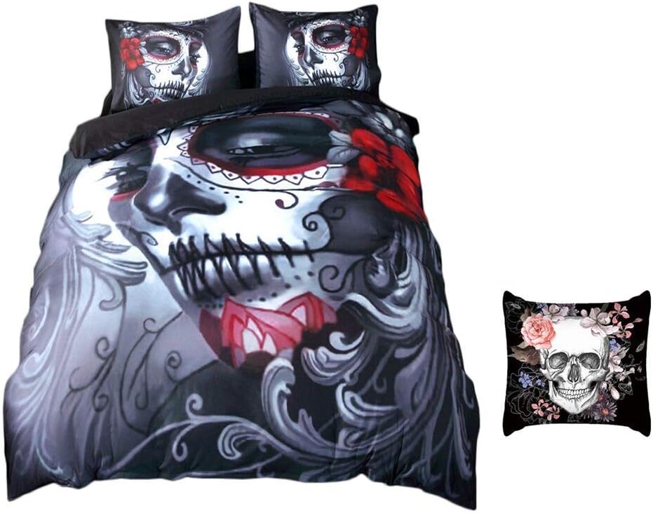Shamdon Home Collection 3pcs Printed Duvet Cover Sets Joker Bedding Sets Halloween Skull Quilt Cover with Pillowcase