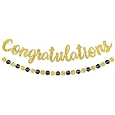HEYINSHEN Congratulations Banner Gold Glitter Congratulation Graduate Banners Congratulation Decorations Congrats Sign Graduation Party Decorations DIY Congratulations Banner Party Supplies