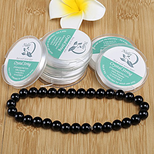 Naler 1mm Stretch Jewelry Cord Elastic Crystal String Cord 10 Meters with 1pc Collapsible Eye Needle for Jewelry Making, set of 6 - Clear White - Thumbnail 2