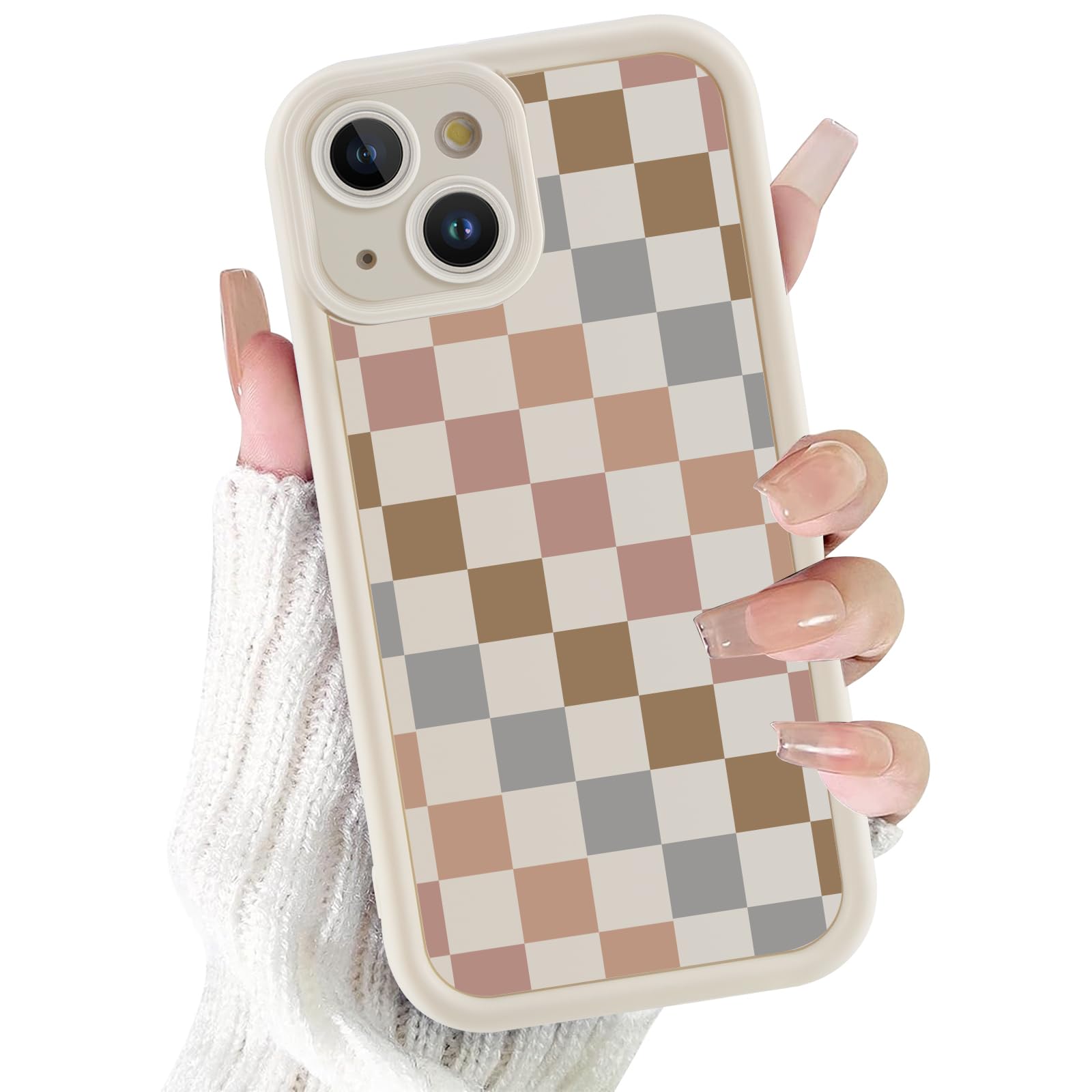 Photo 1 of Vulfwela for iPhone 15 6.1'' Aesthetic Colorful Checkered Phone Case, Cute Checkerboard Pattern Design Phone Cover Soft Slim TPU Shockproof Protective Plaid Case for Girls Women