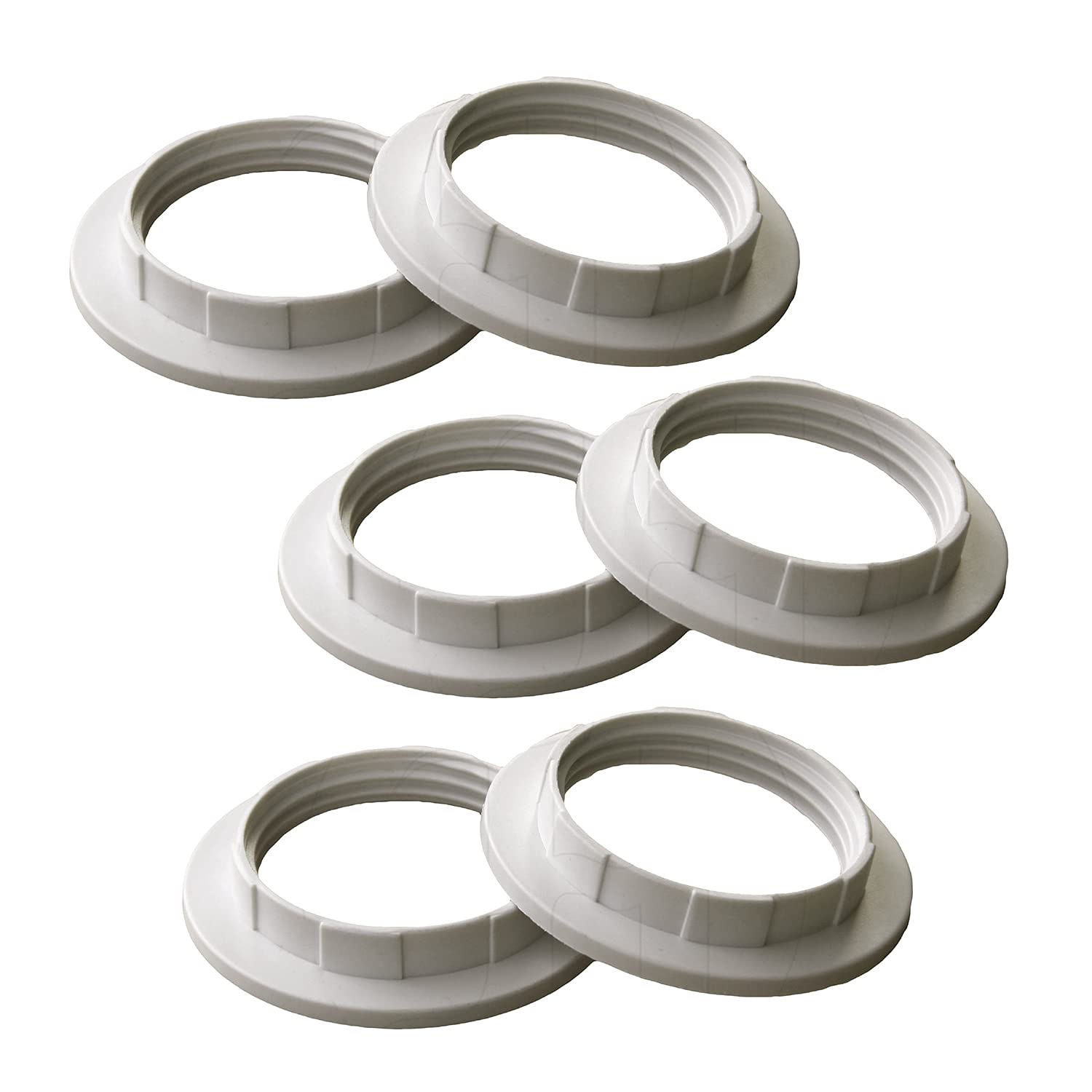 E26 E27 Lampshade Collar Ring,6 pcs of E27 Plastic Lamp Shade Reducer Ring Lamp Retaining Rings for Bedside Lamp Desk Floor Lamps Plate Light Lampshade Washer Adaptor (White, Inner 38mm)