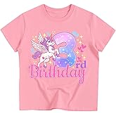 Unicorn Birthday Girl T-Shirt for Ages 2-6 Cotton Short Sleeve Tee Birthday Party Gift