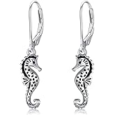 PARYFO Seahorse Turtle Earrings S925 Sterling Silver Ocean Seahorse Sea Turtle Drop Dangle Earrings Beach Jewelry for Women, Best Friend, Daughter, Birthday, Christmas Gifts
