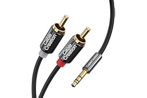 Cablecreation 1.6FT/0.5M RCA Audio Cable 3.5mm Male to 2 RCA Male Aux Audio Cable, Y Splitter Design Stereo Audio RCA Cable f