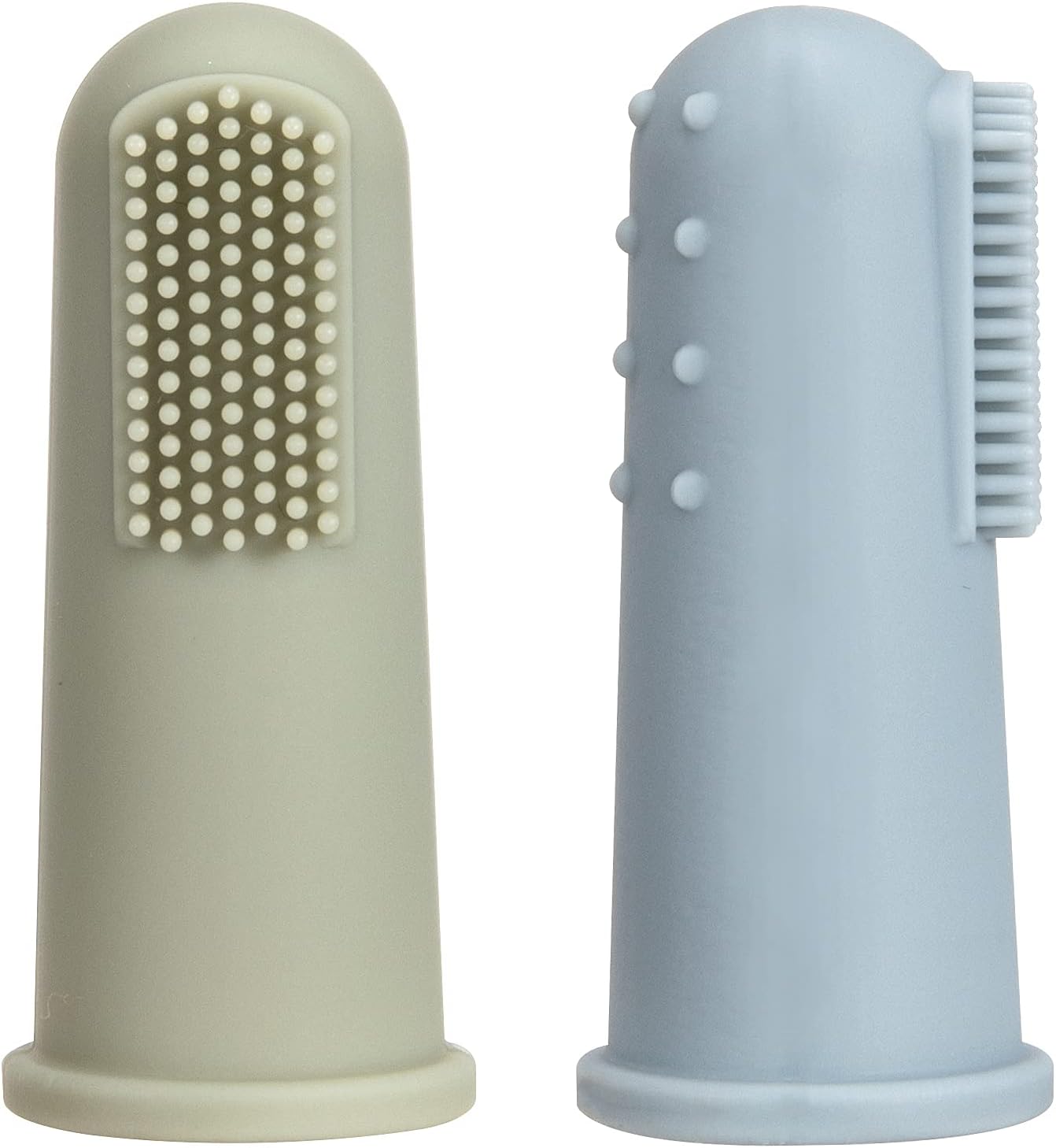 TOPGOMES Baby Finger Toothbrush with Case, Food Grade Silicone, BPA Free, 2-Pack (Sage+Ether)