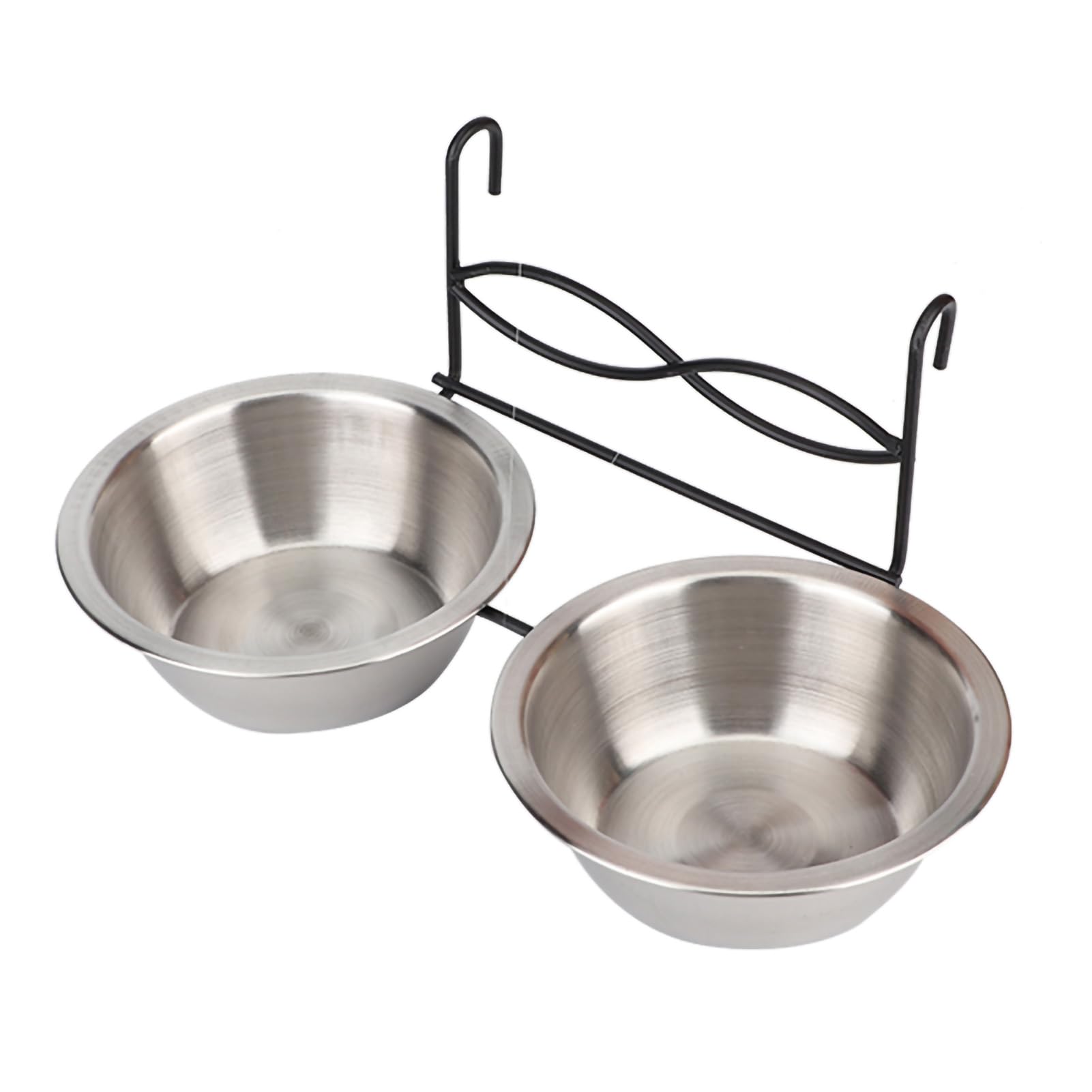 Stainless Steel Double Hanging Dog Bowl Pet Feeding Station Water and Food Bowls with Hook for Small Dogs and Cats