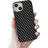 Yeddabox for iPhone 13 Case Cute Polka Dot Phone Case Soft TPU Slim Shockproof Phone Cover for Women Girls, Black