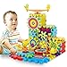 81 Pcs Interlocking Building Blocks and Gears Toy Set with Motorized Spinning Wheels Perfect Gift for Children Kids Puzzle Bricks Gear Wheels Build in Their Own Idea make More Fun