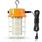 80W LED Temporary Work Light 12000Lm 5000K Construction Lights Led Work Light IP67 Dust Waterproof Portable Lights with Stainless Steel Guard Hook for Mine Wharf Job Site Garage Factory Lighting