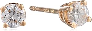 Amazon.com: 14k Yellow Gold Round-Cut Diamond Studs (1/3 cttw): Stud