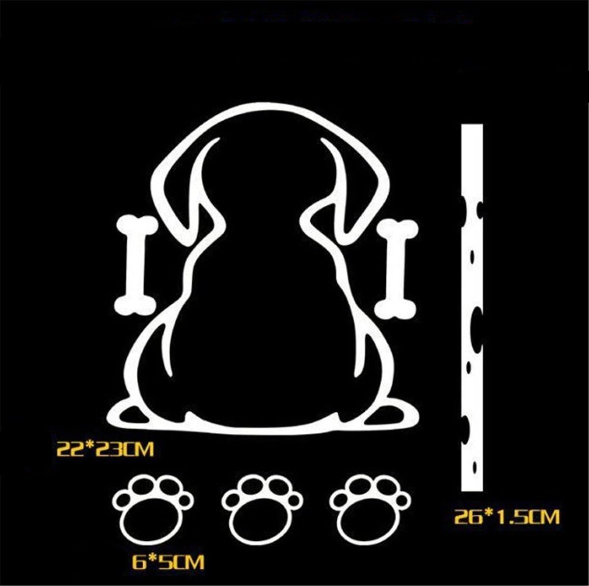 OLSR®Removable Waterproof and Self-Adhesive PVC Auto Stickers, Cute Cartoon Decals and Decorations for Vehicle Rear Windshield Wiper, Fun Novelty Car Body Bumper Window Door Reflective Sticker (White Dog)