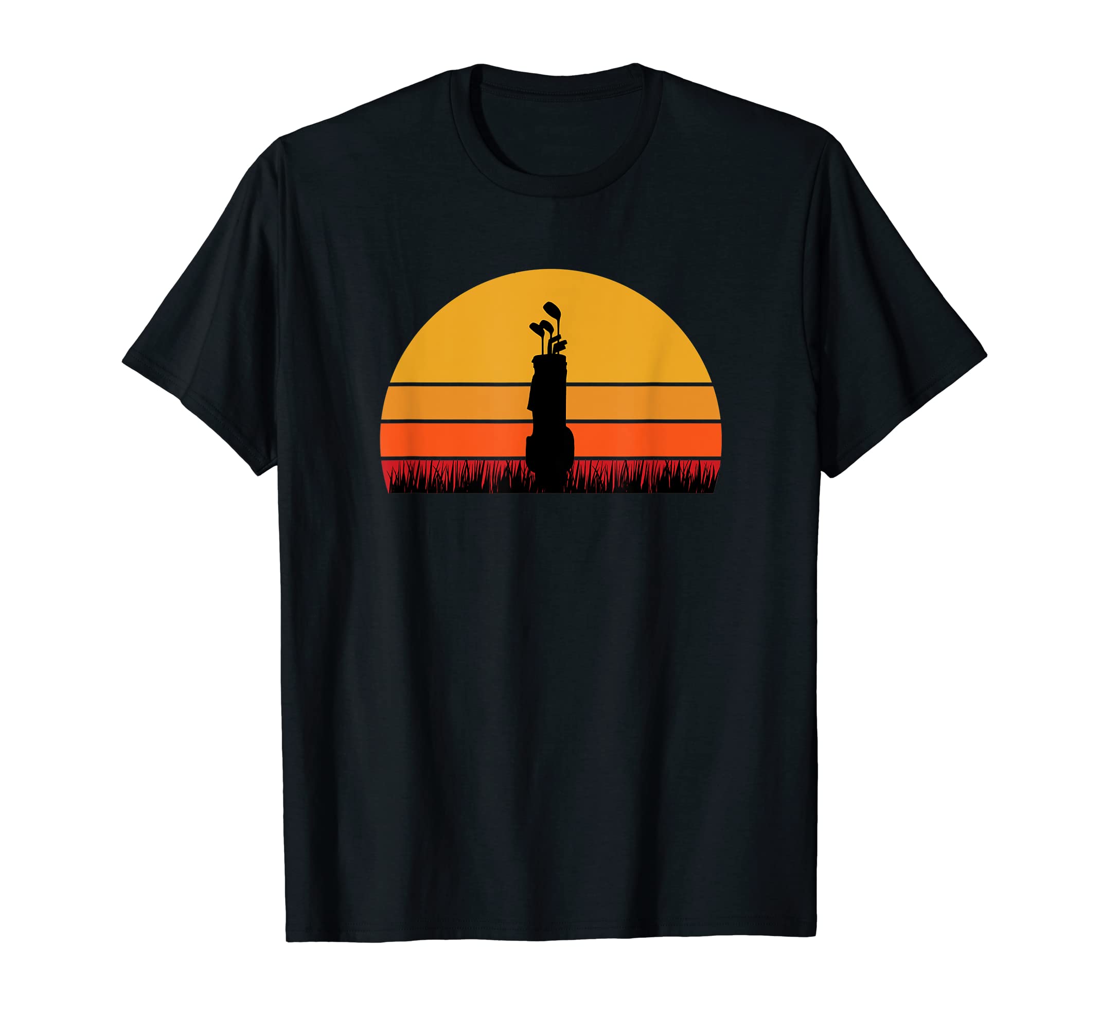 Golf Bag Sunset Golf Golfing Golfer Course Birdie Par Retro T-Shirt