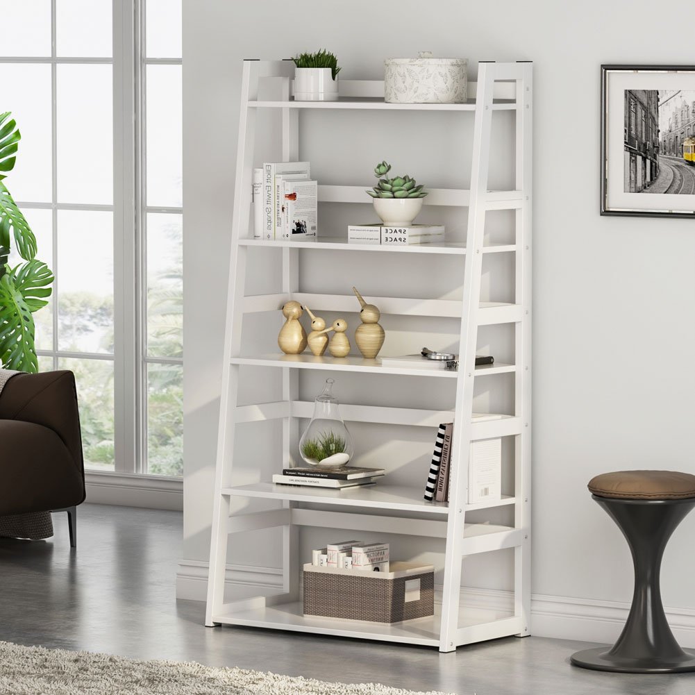 Buy Tribesigns 5Tier Bookshelf Modern Bookcase, Freestanding Leaning