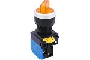 TWTADE 22mm SPST 1 NO Two 2 - Positions Maintained Latching Rotary Shell (Yellow) LED lamp Select Selector Switch 440V 10A (Quality Assurance for 3 Years) LA38M-10XD-21