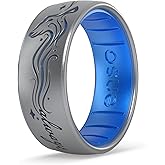 Enso Rings Wizarding World of Harry Potter Collection Dualtone Silicone Ring - Comfortable and Flexible Design - 7.99mm Wide, 2.18mm Thick - Always Patronus - Silver/Blue Topaz - Size 6