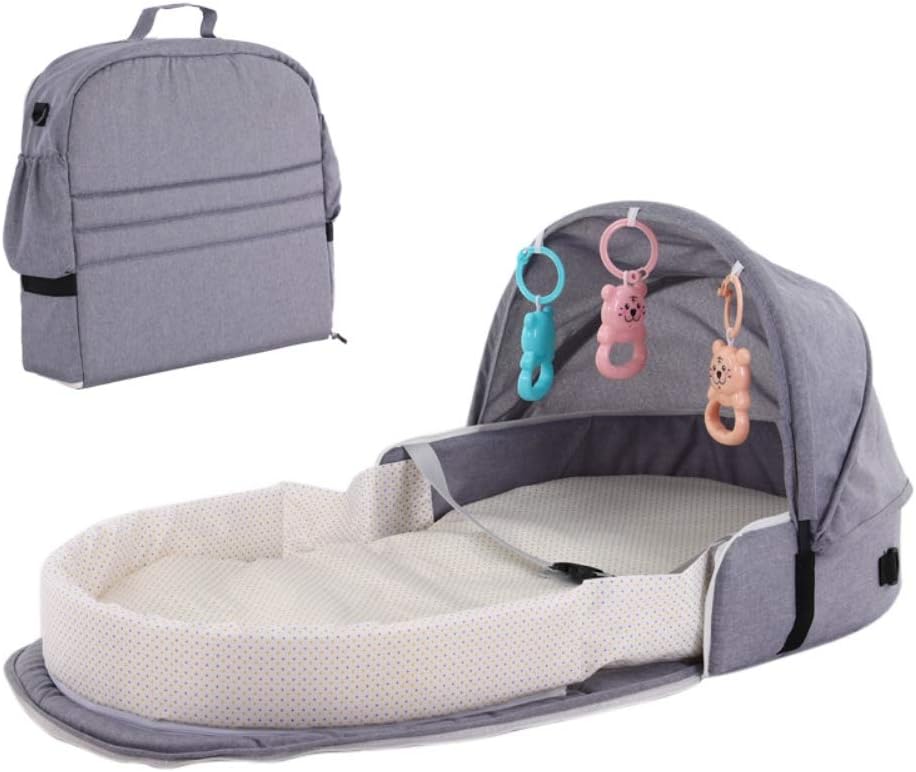 Hankyky Snuggle Nest Harmony Infant Sleeper | Solid Color Pattern | Portable Bassinet with Hanging Toys/Bssinet to-Go Infant Travel Bed | Waterproof Foam Mattress w/Sheet