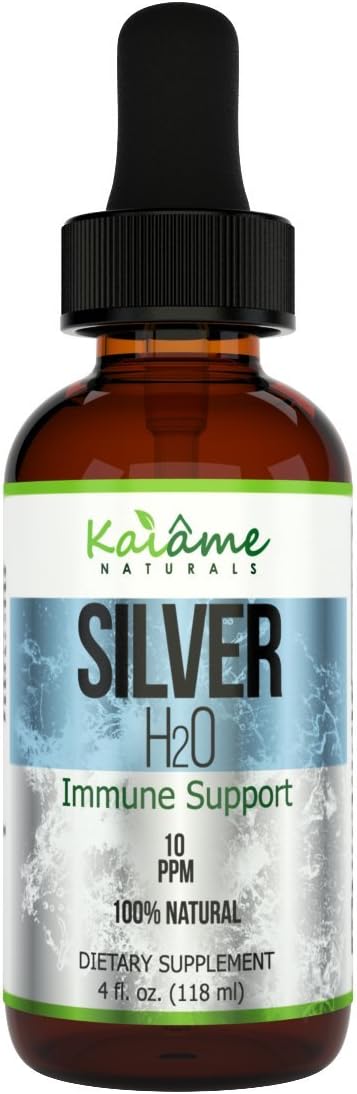 Kaiame Naturals Colloidal Silver, Ionic Silver Solution, 10 PPM, Large 16 oz Glass Bottle, Natural Immune Support Supplement, Safe for Adults, Children, and Pets: Health & Personal Care