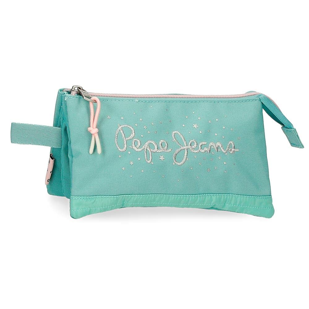 Pepe Jeans Jane Triple Blue Pencil Case 22 x 12 x 5 cm Polyester