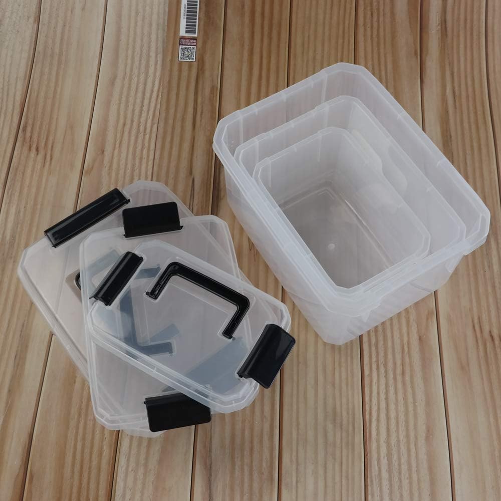 Gitany 4 Pack Clear Storage Boxes with Lids, Plastic Stackable Boxes ...