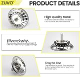 Zuvo Sink Plug Replacement 78mm Stainless Steel Strainer Silver view 7