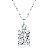 ALQDLI Lab Simulated Diamond Necklace for Women 925 Sterling Silver Radiant Cut 3.5Ct Pendant 18K White Gold Plated Jewelry Gifts