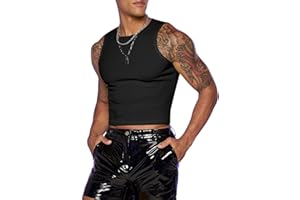 GORGLITTER Men's Fashion Workout Neon Crop Tank Top Slim Fit Hot Shirts