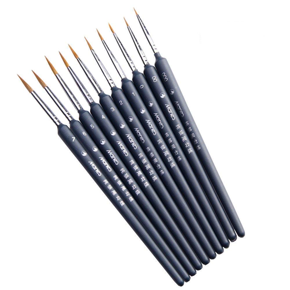 Détail Pinceau, SouthStar 10 Pcs Peinture Pinceaux Acrylique pour la Peinture à L\'aquarelle Gouache et Acrylique,Ldéal pour des Détails Minutieux et Finition