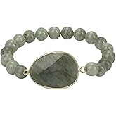 KH866 Labradorite Bracelet 8mm – Handmade Natural Genuine Gemstone Beaded Stretchy Charm, Healing Protection Strength Reiki Anxiety Relief Balance, Boho Stone Spiritual Jewelry Gift for Women