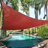 Ollieroo Shade Sail UV Block Fabric Patio Outdoor Canopy Sun Shelter with 5ft PE Ropes and Steel D-Rings 16.5x16.5x16.5ft Triangle Red