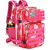 HongXingHai 45L Military Tactical Backpacks 3 Days Assault Pack Bag Fitness Rucksack 3 Day Bug Out Bag Hiking Treeking Molle Daypack (Rose Red CP)