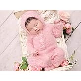 Newborn Photography Props Outfits Cute Mohair Hat Romper Bodysuit Infant Baby Boys Girls Photoshoot Props Costume Set ﻿