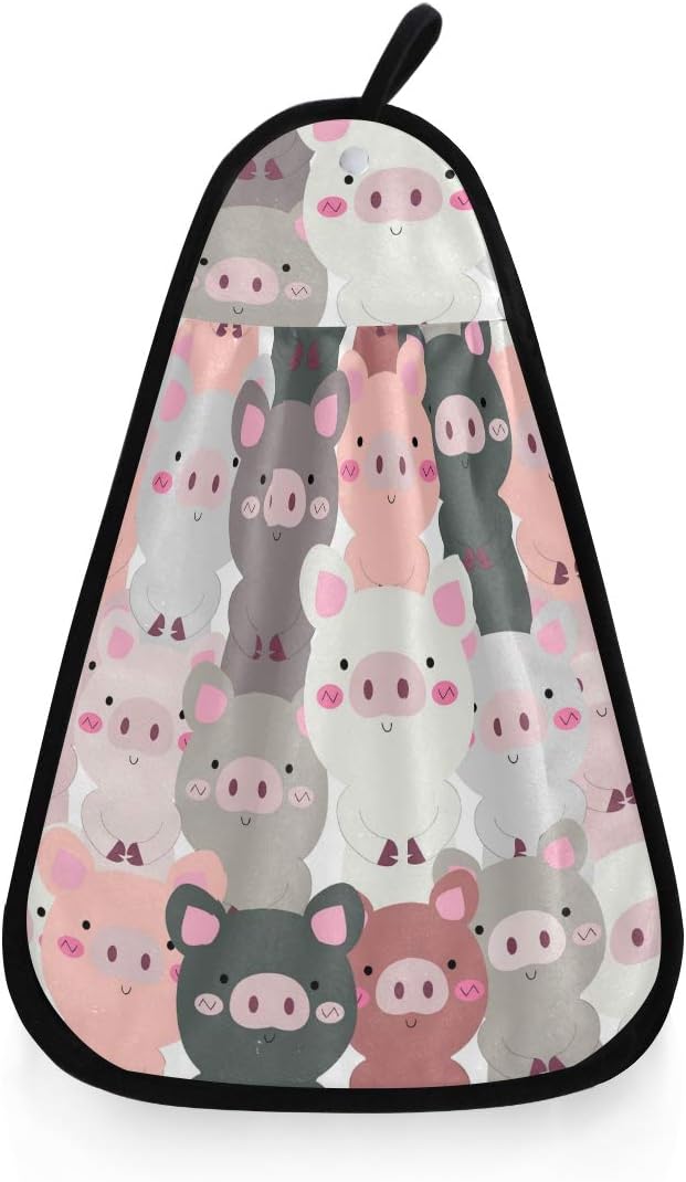 Kcldeci Niedliches Baby-Schweinehandtuch zum Aufhängen, Küchentücher