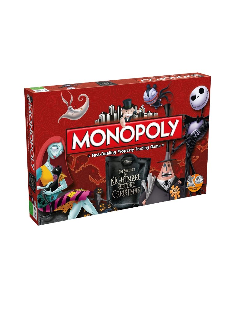 Winning Moves Nightmare Before Christmas Monopoly Board Game, Join the Pumpkin King and advance to the Guillotine Courtyard, great gift for ages 8 plus — image 1