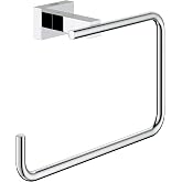 Grohe 40510001 Essentials Cube Metal 7.48-in. Towel-Ring, Starlight Chrome