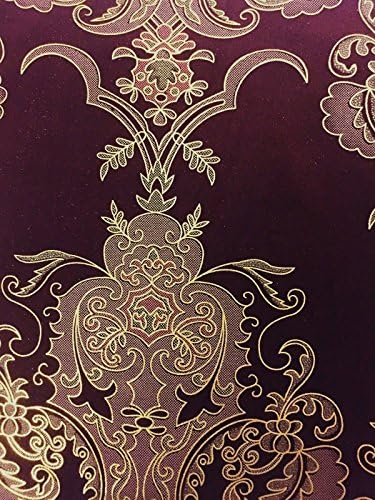 Burgundy Gold Jacquard Flocking Velvet Drapery Upholstery Fabric - BTY
