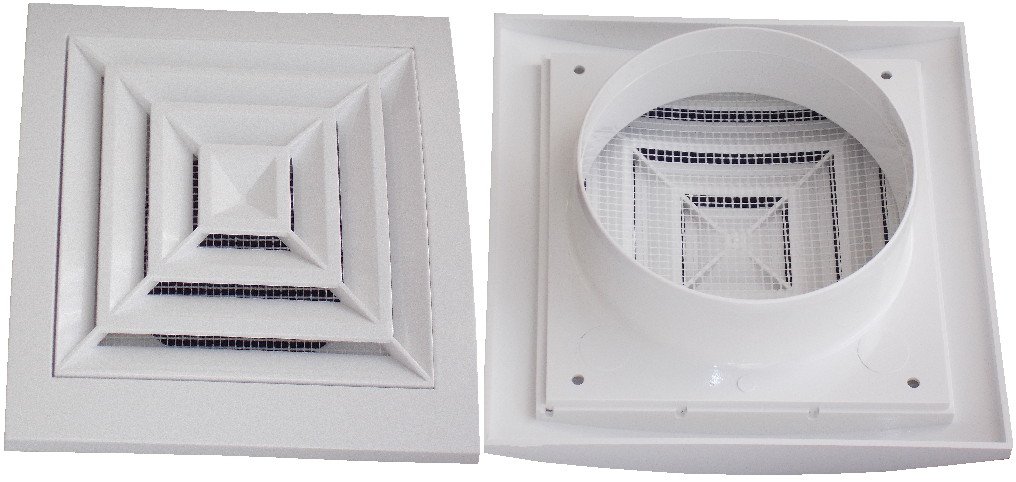 Air Ventilation Plastic Grill Cover 148mm x 153mm Ceiling Grille Ø100 ducting/White