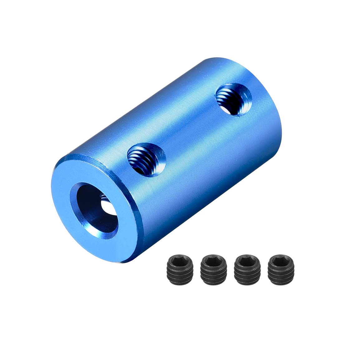 sourcing map 6mm to 6mm Bore Rigid Coupling Set Screw L25XD14 Aluminum Alloy,Shaft Coupler Connector,Motor Accessories,Dark Blue,4pcs