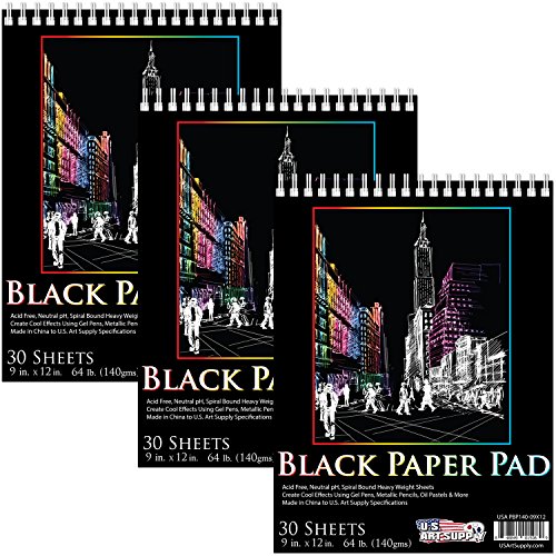 Buy US Art Supply 9 in. x 12 in. Premium Black Heavyweight Paper Spiral