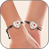 IQPDYV Couples Bracelets for Women Men Heart Matching Bracelets for Couples Matching Heart Bracelets for Boyfriend Girlfriend Jewelry