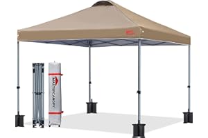MASTERCANOPY Durable Pop-up Canopy Tent with Roller Bag (10x10, Khaki)