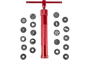 YAMHOHO Stainless Steel Clay Extruder Sugar Paste Extruder Cake Fondant Decorating Tool Set Ceramics & Pottery Clay Extruders Mixers & Presses (Red)