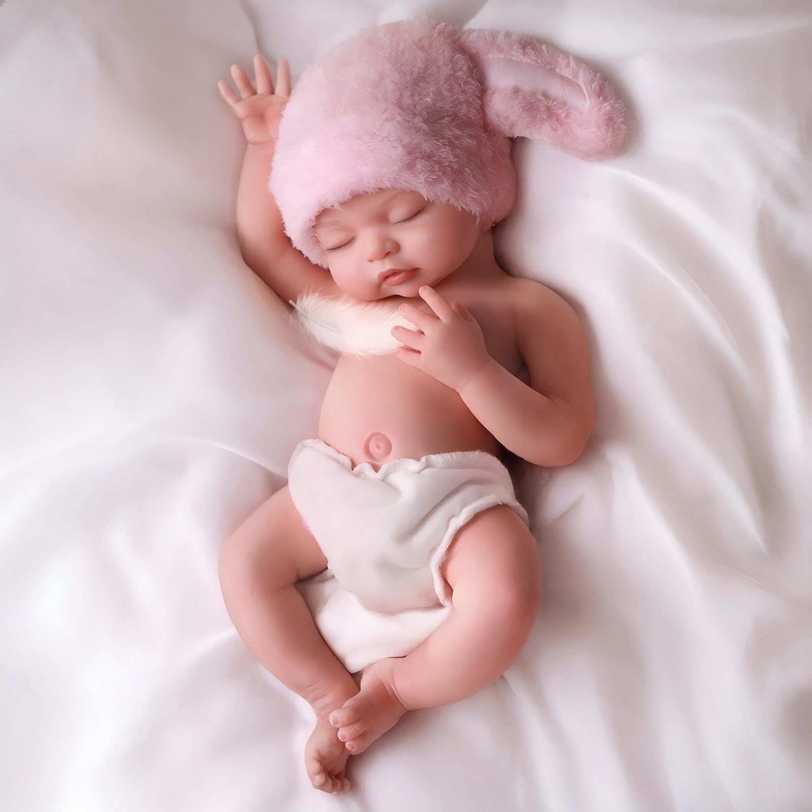 Photo 1 of **Read notes** BABESIDE Silicone Baby Doll - 16 Inch (Weight 4.9 Lb) Reborn Baby Dolls Silicone Full Body Platinum Silicone Weighted Realistic Sleeping Newborn Lifelike Preemie Doll Gift for Collectors & Kids Age 3+