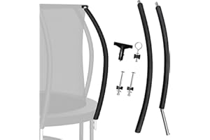 Trampoline Curved Pole Replacement, Universal Curved Enclosure Pole for 10-16ft Frame, with Plastic T Connector, Mounting Har