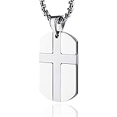 HZMAN Isaiah 41:10 Jewelry, Stainless Steel cross Dog Tag Necklace STRENGTH Bible Verse
