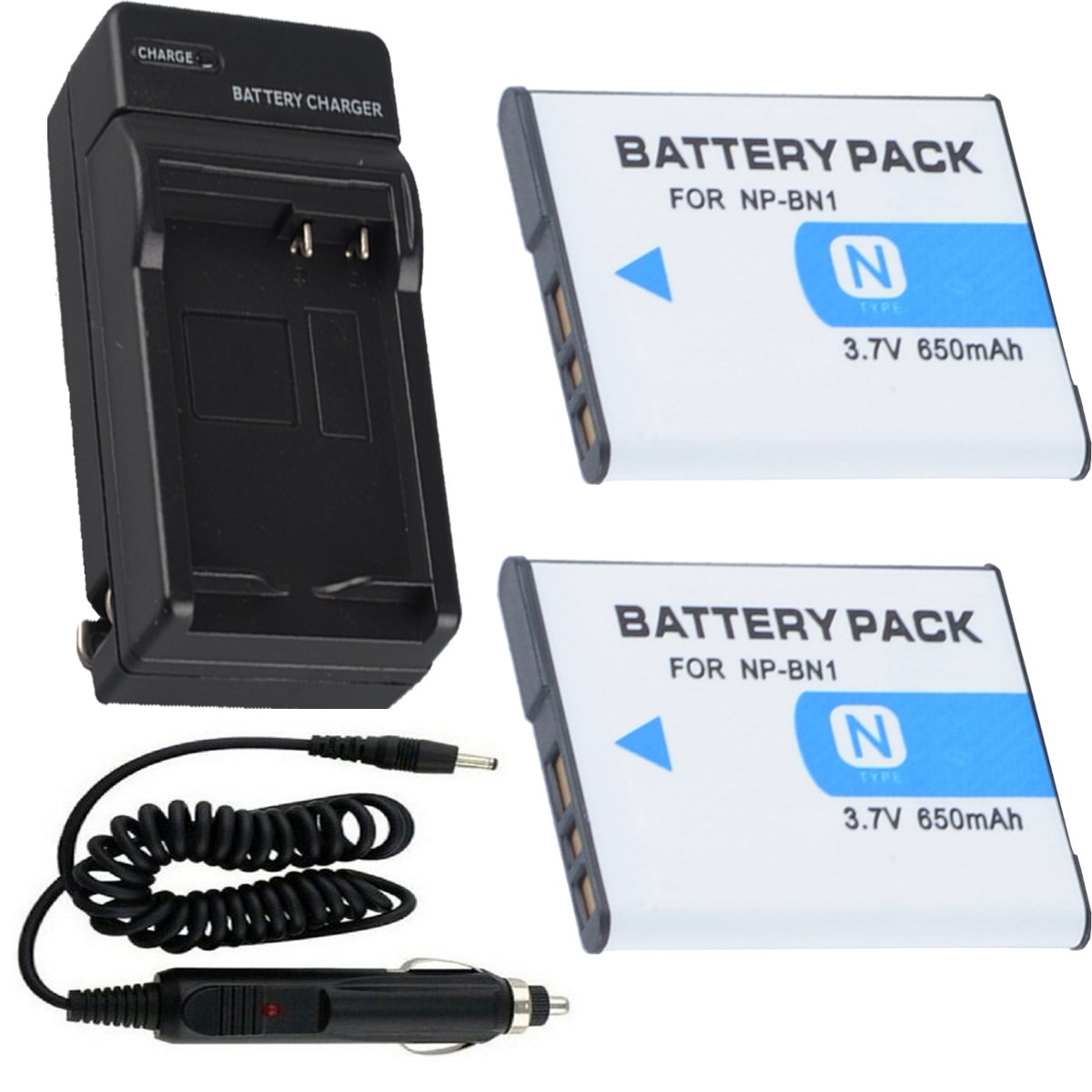 2 Battery + Charger for Sony Cybershot DSCW830, DSCTF1