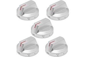 VIKKSAER DG94-03500A/Z Stove Knobs Silver 5Pcs, Replacement for Samsung Gas Stove NX60T8111SS/AA NX60T8311SS/AA NX60T8711SS/A