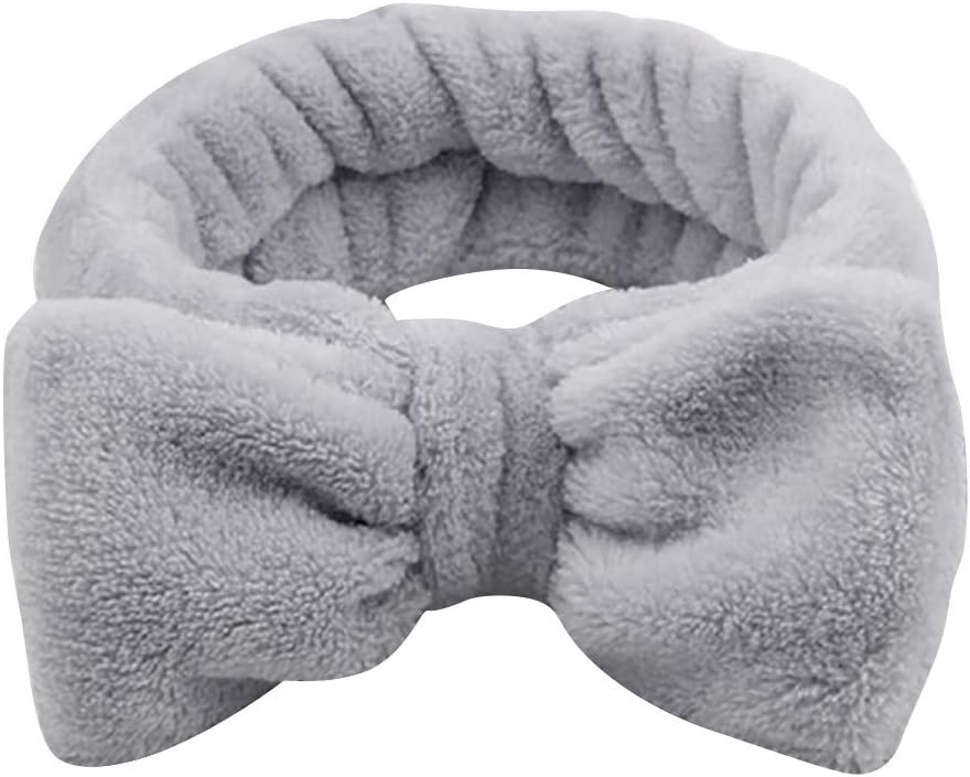 Goldweather Bowknot Headbands for Women Coral Fleece Elastic Hair Band Washing Face Hairlace