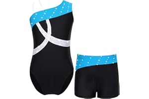 TSSOE Kids Girls Glitter Rhinestone Ballet Dance Outfits Gymnastics Leotard Set Tracksuit Jumpsuit